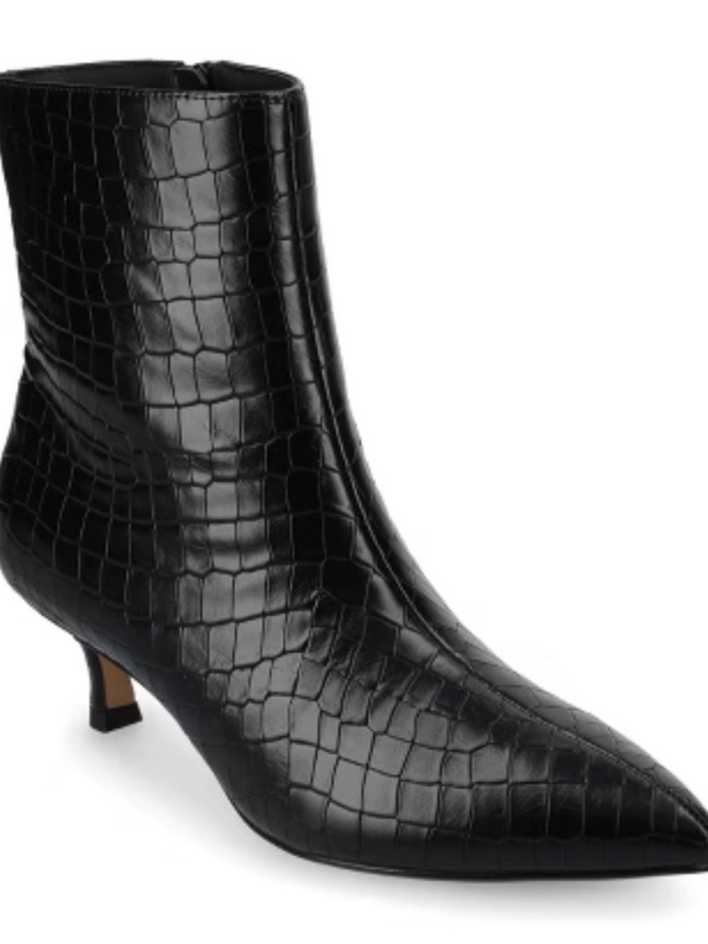 Journee collection size 11M Croc-Embossed Black Pointed Toe Ankle Boots NWOT